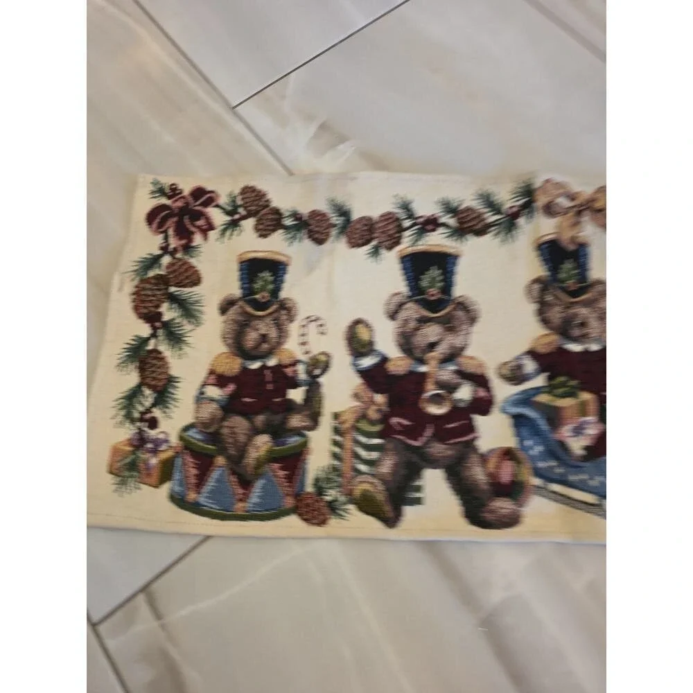 Tapestry Christmas Bears Table Runner 60